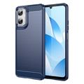 Custodia in TPU spazzolato per Motorola Moto G06/G06 Power - Fibra di Carbonio - Blu