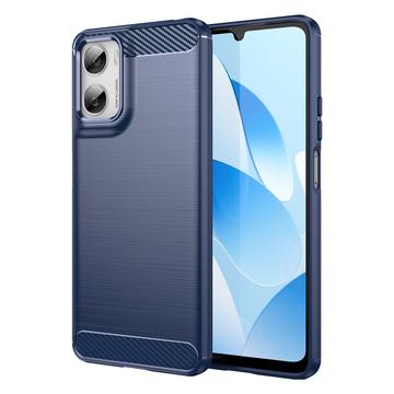 Custodia in TPU spazzolato per Motorola Moto G06/G06 Power - Fibra di Carbonio - Blu