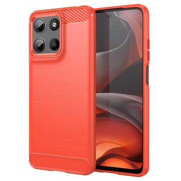 Custodia in TPU spazzolato per Motorola Moto G15 - Fibra di Carbonio
