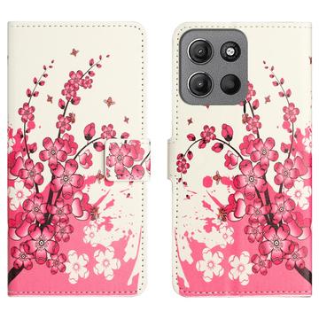 Custodia a Portafoglio Serie Style per Motorola Moto G15/G15 Power - Fiori Rosa