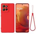 Custodia in silicone liquido con cinghia a mano per Motorola Moto G17 Power/G17/G15 - Rossa