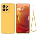 Custodia in silicone liquido con cinghia a mano per Motorola Moto G17 Power/G17/G15 - Gialla