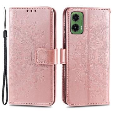 Custodia a portafoglio serie Mandala per Motorola Moto G35 - Rosa Oro