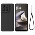 Custodia in silicone liquido con cinghia a mano per Motorola Moto G37/G37 Power/G47