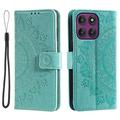Custodia a portafoglio Mandala per Motorola Moto G37/G47 con cinturino da polso - Verde menta