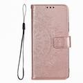 Custodia a portafoglio Mandala per Motorola Moto G37 Power con cinturino da polso - Rosa