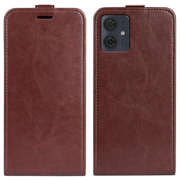 Custodia Flip Verticale con Slot per Schede per Motorola Moto G54 - Marrone