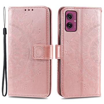 Custodia a portafoglio serie Mandala per Motorola Moto G55 - Rosa Oro