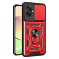 Custodia ibrida Rotary Ring con protezione per fotocamera per Motorola Moto G55 - Rossa