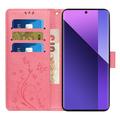 Custodia a portafoglio per Motorola Moto G56 serie Butterfly - Rosa