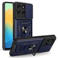 Custodia ibrida con anello rotante e protezione per fotocamera per Motorola Moto G56 - Blu