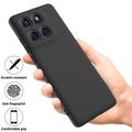 Custodia in silicone liquido con cinghia a mano per Motorola Moto G67 Power - Nera