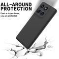 Custodia in silicone liquido con cinghia a mano per Motorola Moto G67 Power - Nera