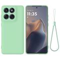 Custodia in silicone liquido con cinghia a mano per Motorola Moto G67 Power - Verde