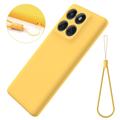 Custodia in silicone liquido con cinghia a mano per Motorola Moto G67 Power - Gialla