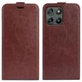 Custodia Flip Verticale con Slot per Schede per Motorola Moto G67 Power - Marrone