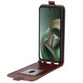 Custodia Flip Verticale con Slot per Schede per Motorola Moto G67 Power - Marrone