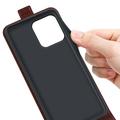 Custodia Flip Verticale con Slot per Schede per Motorola Moto G67 Power - Marrone