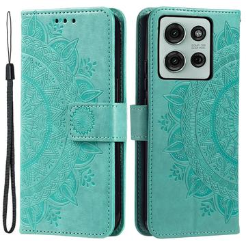 Custodia a portafoglio per Motorola Moto G75 serie Mandala - Verde