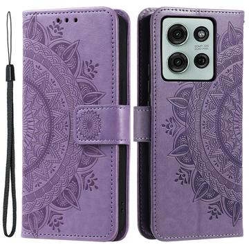 Custodia a portafoglio per Motorola Moto G75 serie Mandala - Viola