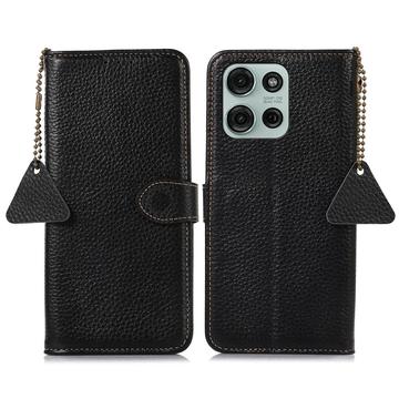 Custodia a Portafoglio in Pelle con RFID per Motorola Moto G75 - Nera
