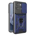 Custodia ibrida con anello rotante e protezione per fotocamera per Motorola Moto G77/G67 - Blu