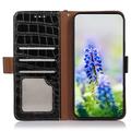 Custodia in Pelle a Portafoglio Serie Crocodile con RFID per Motorola Moto G77/G67