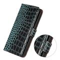 Custodia in Pelle a Portafoglio Serie Crocodile con RFID per Motorola Moto G77/G67 - Verde