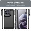 Custodia in TPU spazzolato per Motorola Moto G77/G67 - Fibra di Carbonio - Nera