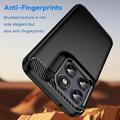 Custodia in TPU spazzolato per Motorola Moto G77/G67 - Fibra di Carbonio - Nera