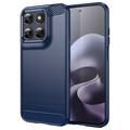 Custodia in TPU spazzolato per Motorola Moto G77/G67 - Fibra di Carbonio - Blu