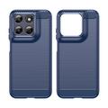 Custodia in TPU spazzolato per Motorola Moto G77/G67 - Fibra di Carbonio