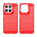 Custodia in TPU spazzolato per Motorola Moto G77/G67 - Fibra di Carbonio - Rossa