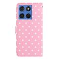 Custodia a portafoglio per Motorola Moto G77/G67 con motivo a pois - Rosa