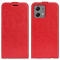 Custodia Flip Verticale con Slot per Schede per Motorola Moto G84 - Rossa