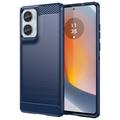 Custodia in TPU Spazzolato per Motorola Moto G85/S50 Neo - Fibra di Carbonio - Blu