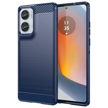 Custodia in TPU Spazzolato per Motorola Moto G85/S50 Neo - Fibra di Carbonio - Blu