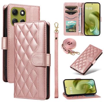 Custodia a portafoglio trapuntata lusso per Motorola Moto G86 - Oro rosa