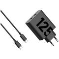 Caricabatterie da parete Motorola TurboPower 125W Doppia USB-C con cavo USB-C - Nero