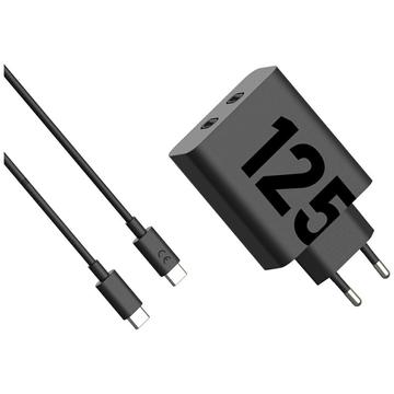 Caricabatterie da parete Motorola TurboPower 125W Doppia USB-C con cavo USB-C - Nero