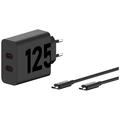 Caricabatterie da parete Motorola TurboPower 125W Doppia USB-C con cavo USB-C - Nero