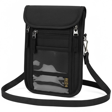 Borsa da viaggio multifunzionale con protezione RFID - Nero