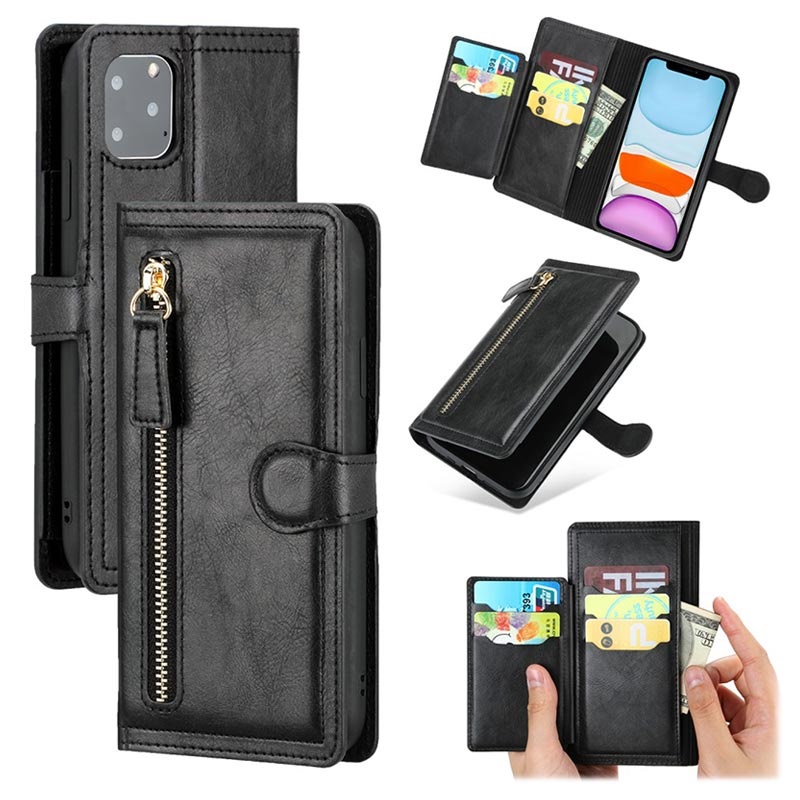 ICatchy Custodia A Portafoglio In Pelle PU Per IPhone 11 Pro Max, Con Supporto E Porta Carte, Nera - 3