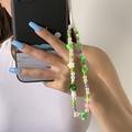 Cordino per cellulare / braccialetto con perline a forma di fungo - 20cm - Verde