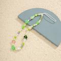 Cordino per cellulare / braccialetto con perline a forma di fungo - 20cm - Verde