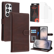 Custodia a portafoglio in pelle MyTPhone CardMate per Samsung Galaxy S26 Ultra - Marrone scuro