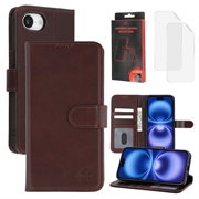 Custodia a portafoglio in pelle MyTPhone CardMate per iPhone 17e - Marrone scuro