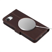 Custodia a portafoglio in pelle MyTPhone CardMate per iPhone 17e - Marrone scuro
