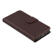 Custodia a portafoglio in pelle MyTPhone CardMate per iPhone 17e - Marrone scuro