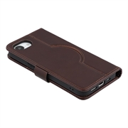 Custodia a portafoglio in pelle MyTPhone CardMate per iPhone 17e - Marrone scuro